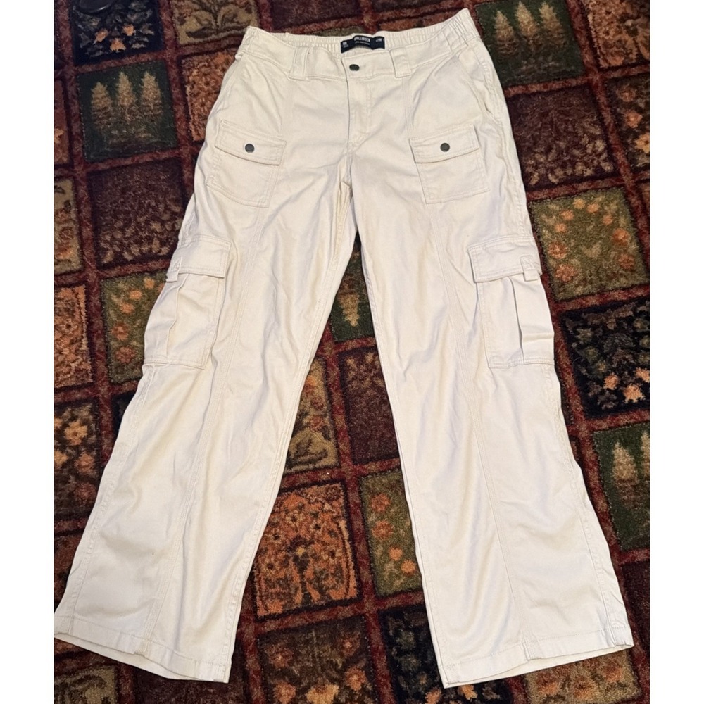 Hollister Low-Rise Baggy Cargo Pants Light Green Wide Leg W24R Utility Y2K